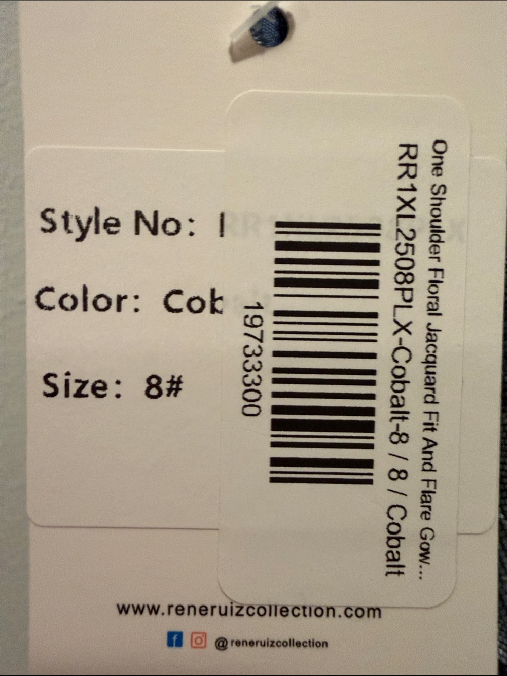 Rene Ruiz Collection Designer One-Shoulder Blue Floral Jacquard Gown Size 8 - Picture 4 of 6